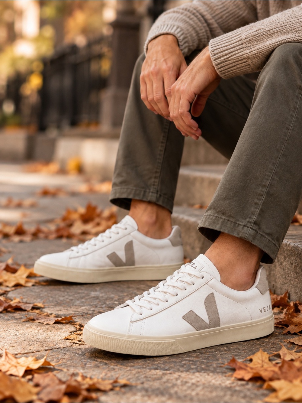 Veja Campo White Leather Sneakers Taupe Suede Men’s 10 EU 41